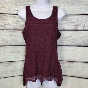 Maurices Women’s Burgundy Lace Tank Top Size S